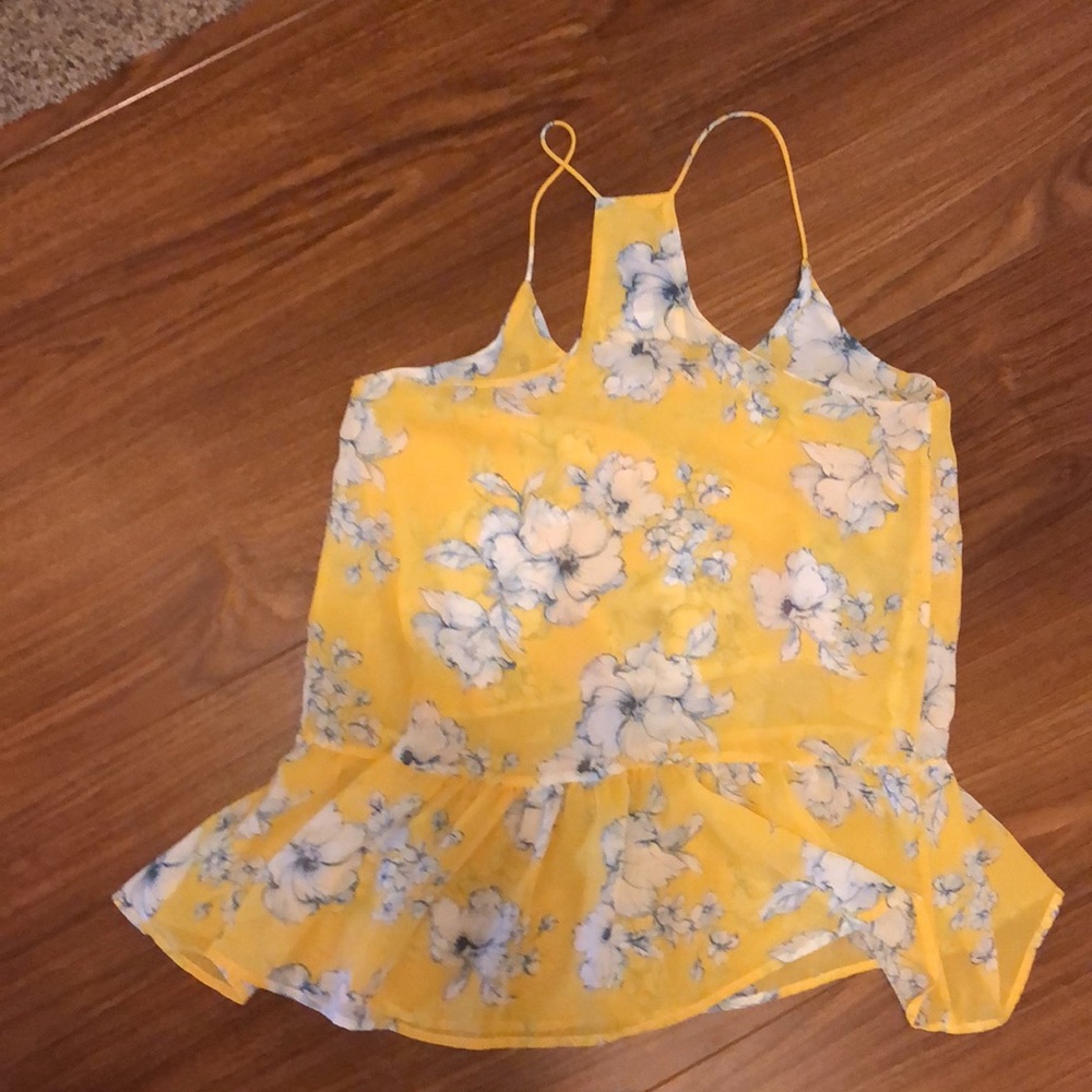 Yellow Floral Razorback Tank - Picture 2 of 2